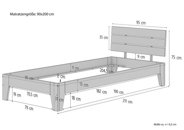 ERST-HOLZ Bett Einzelbett Gästebett Bettrahmen Futonbett Buche massiv 90x20 günstig online kaufen