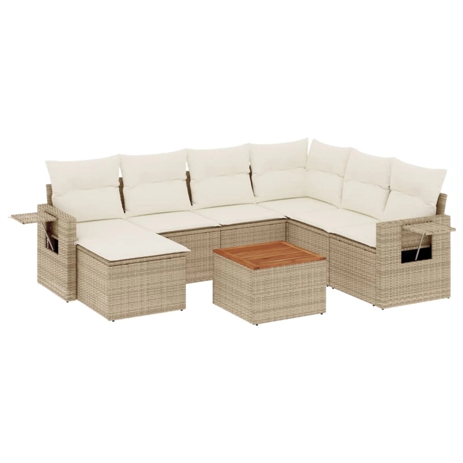 vidaXL 8-Tlg Garten-Sofagarnitur mit Kissen Beige Poly Rattan 3257010 günstig online kaufen