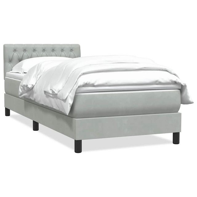 vidaXL Boxspringbett, Boxspringbett mit Matratze Hellgrau 80x210 cm Samt günstig online kaufen