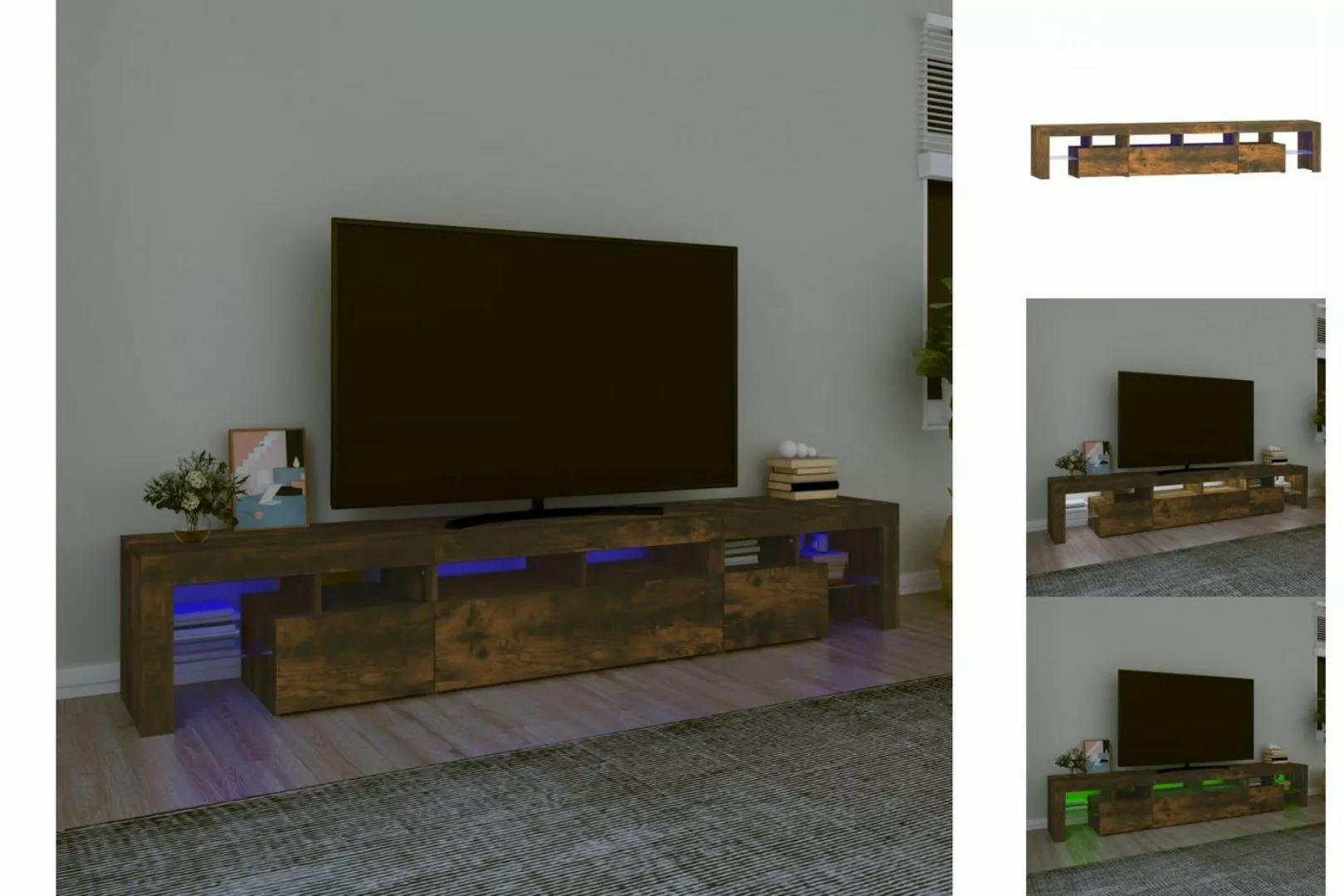 vidaXL TV-Schrank TV-Schrank mit LED-Leuchten Räuchereiche 230x36,5x40 cm L günstig online kaufen