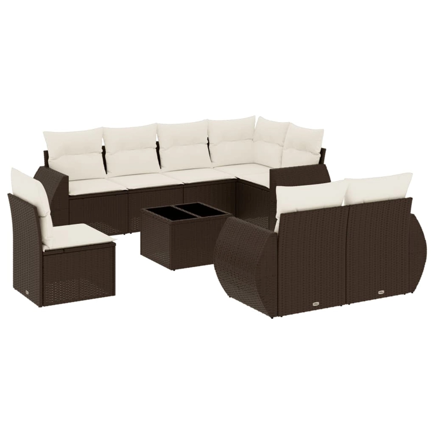 vidaXL 9-Tlg Garten-Sofagarnitur mit Kissen Braun Poly Rattan 3253990 günstig online kaufen