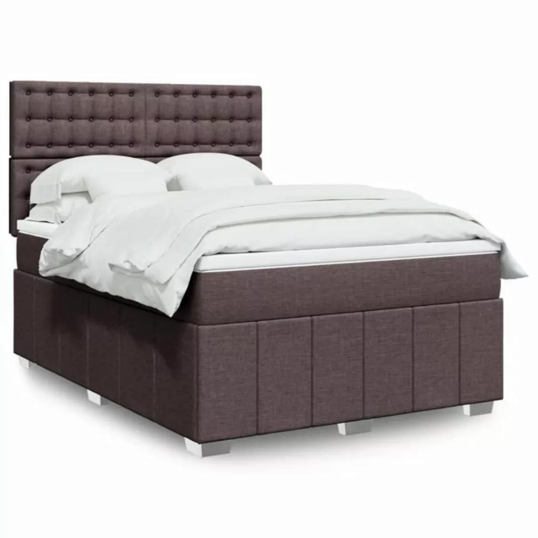 vidaXL Boxspringbett, Boxspringbett mit Matratze Dunkelbraun 140x200 cm Sto günstig online kaufen