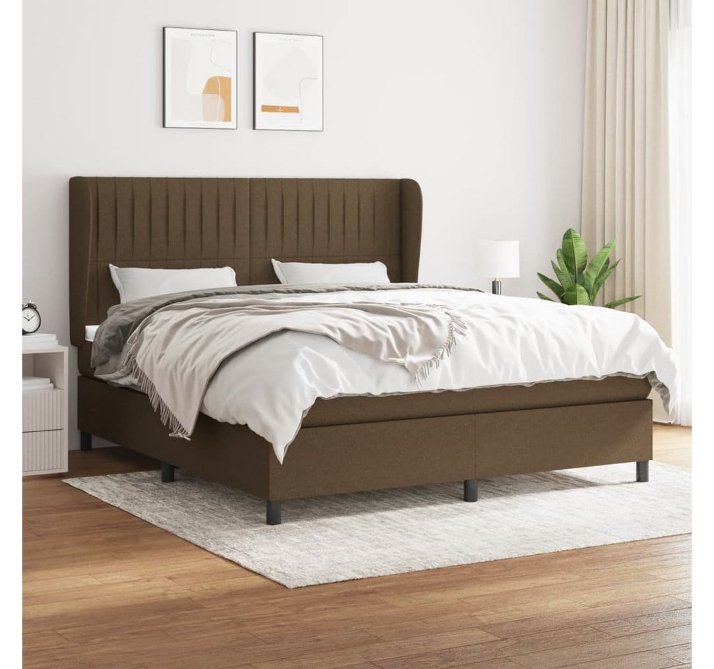 vidaXL Boxspringbett Boxspringbett mit Matratze Dunkelbraun 160x200 cm Stof günstig online kaufen