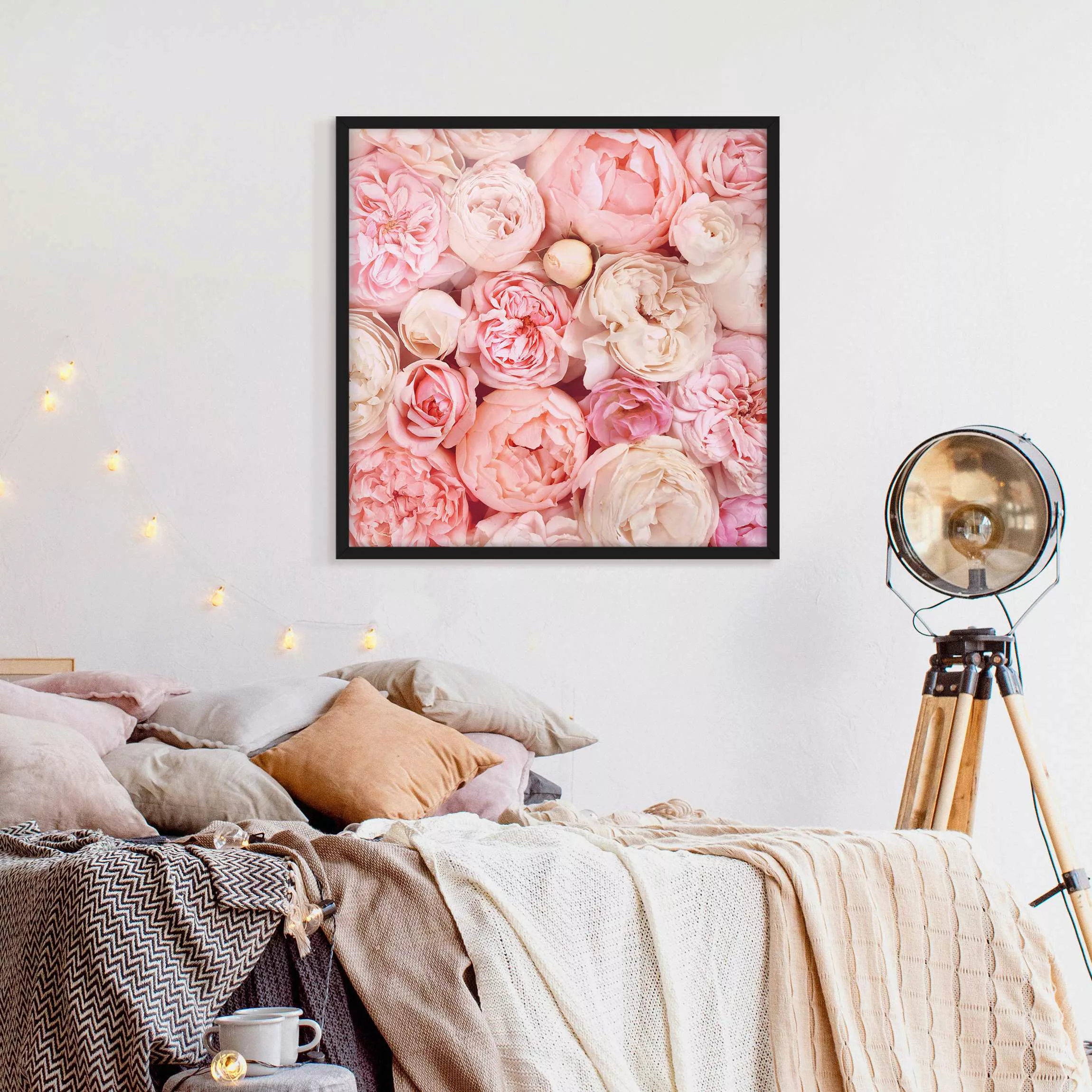 Bild mit Rahmen - Quadrat Rosen Rosé Koralle Shabby günstig online kaufen