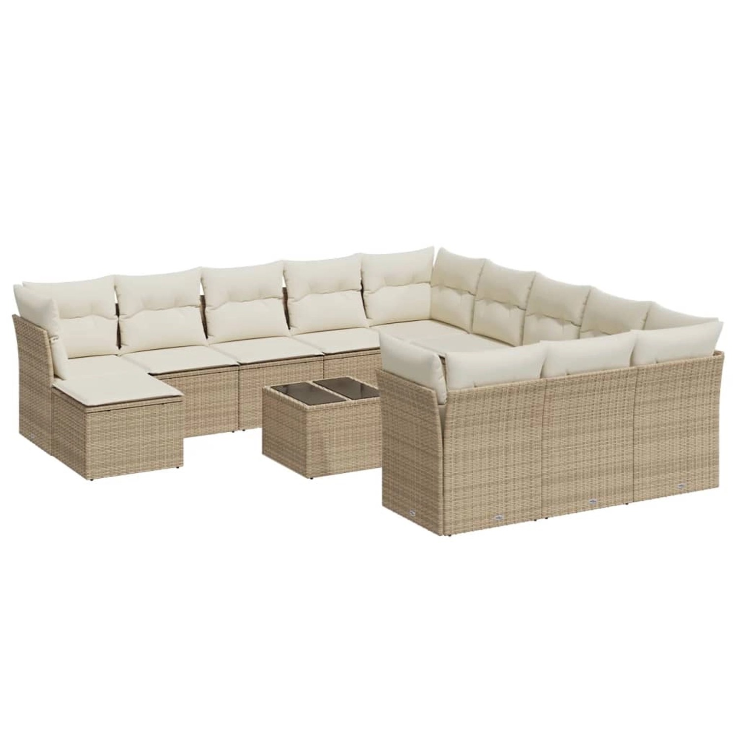 vidaXL 13-Tlg Garten-Sofagarnitur mit Kissen Beige Poly Rattan 3250477 günstig online kaufen