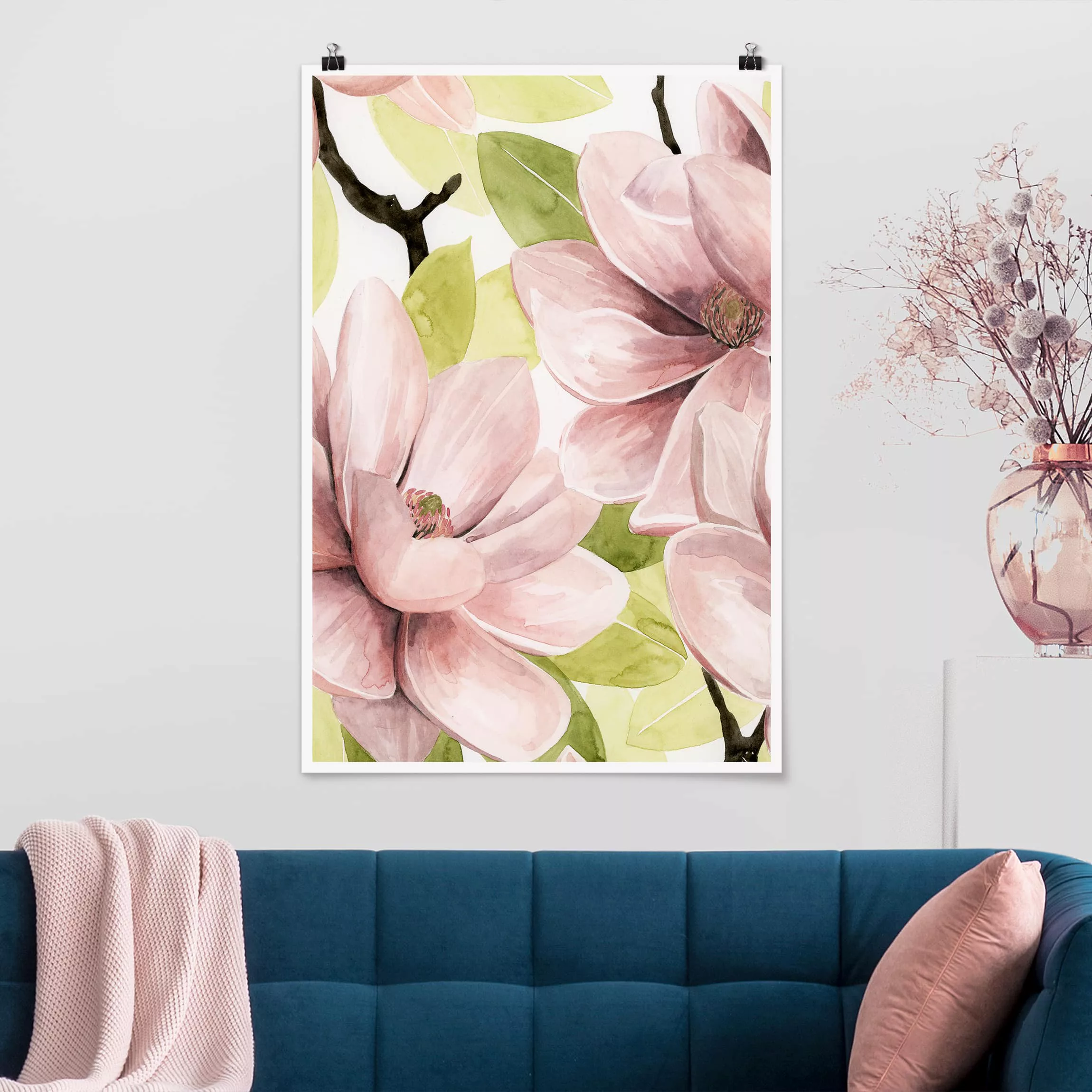 Poster Blumen - Hochformat Magnolie errötet II günstig online kaufen