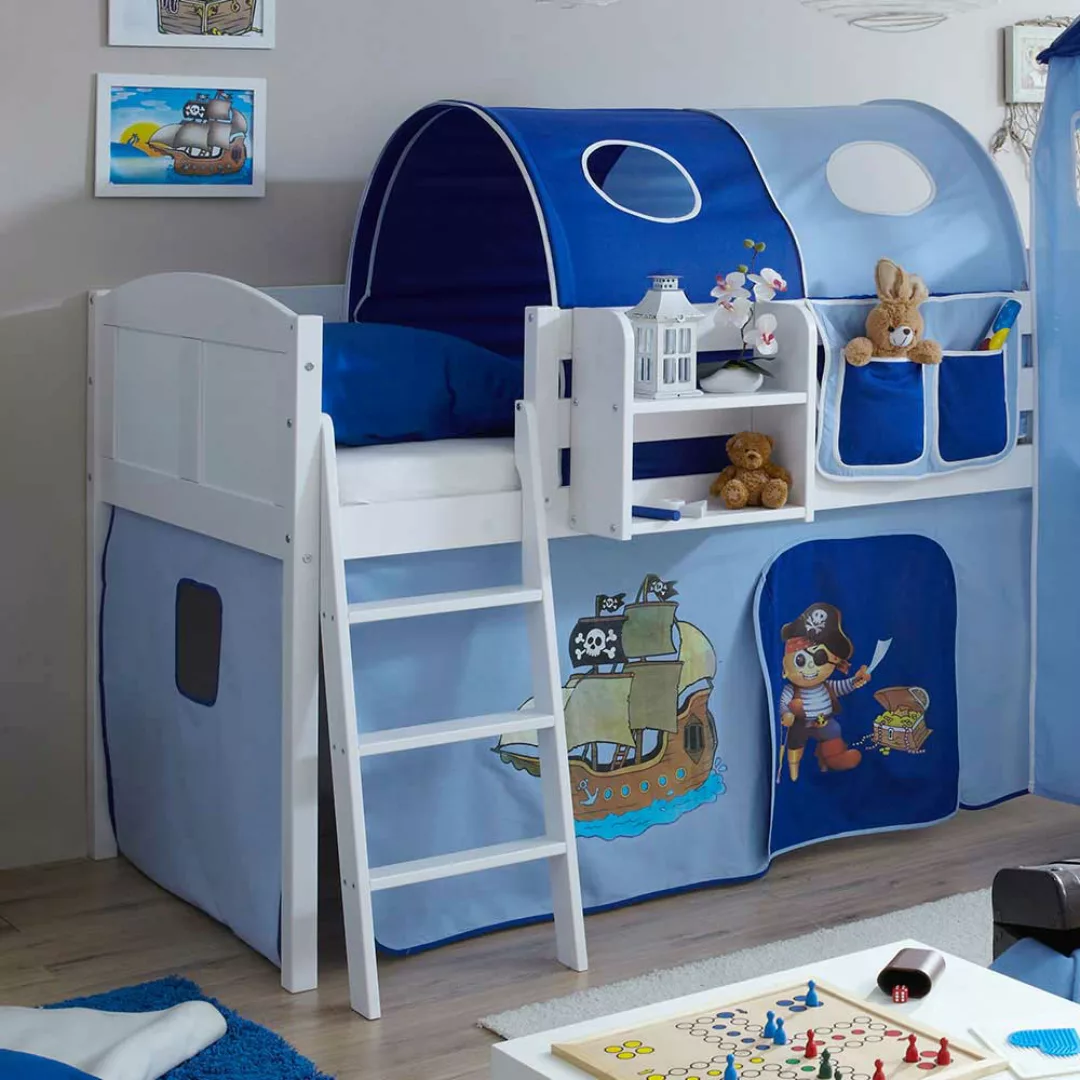 Kinderhochbett mit Rutsche Piraten Design günstig online kaufen