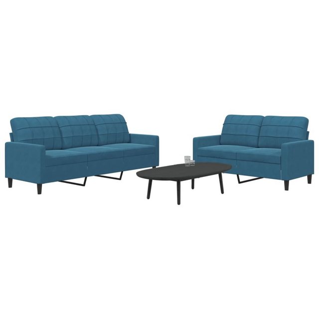 vidaXL Sofa Sofagarnitur mit Kissen Samt, Standard, Blau günstig online kaufen