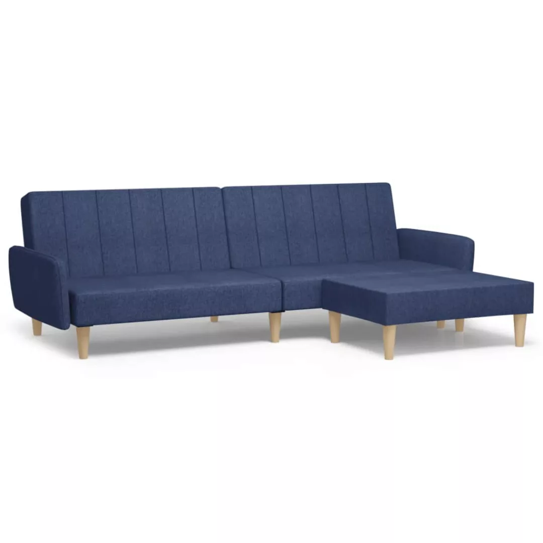 Vidaxl Schlafsofa 2-sitzer Mit Fußhocker Blau Stoff günstig online kaufen