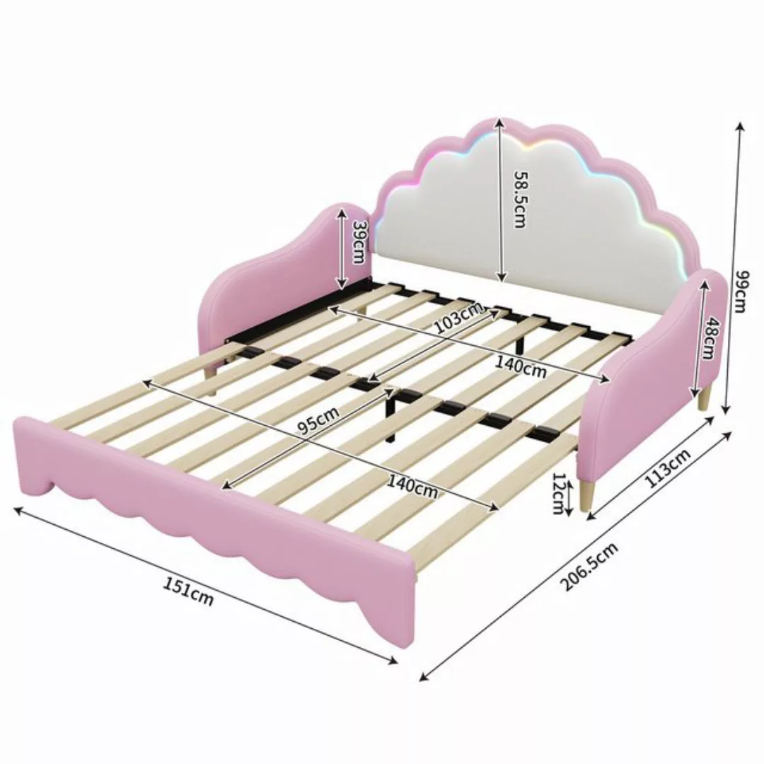 HAUSS SPLOE Polsterbett 140 x 200cm Sofabett, Kopfteil mit Licht, komplett günstig online kaufen