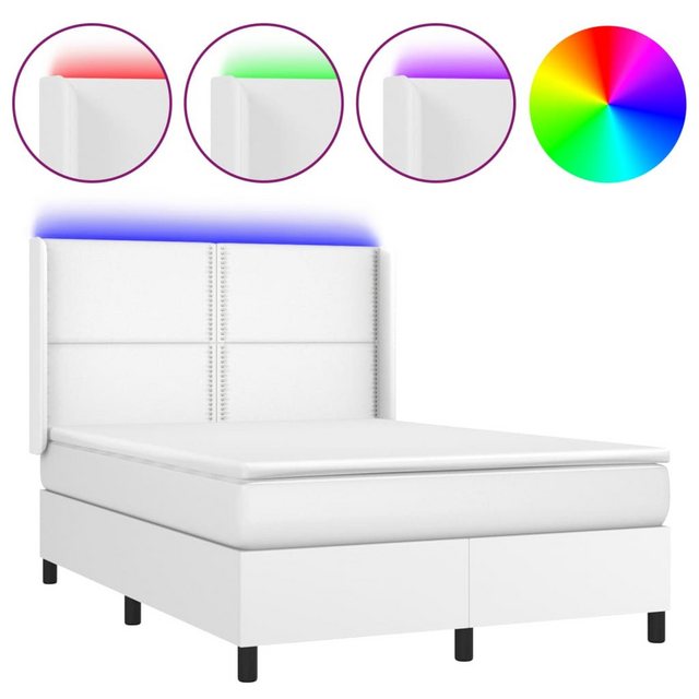 vidaXL Boxspringbett Boxspringbett mit Matratze und LED Kunstleder (140 x 1 günstig online kaufen