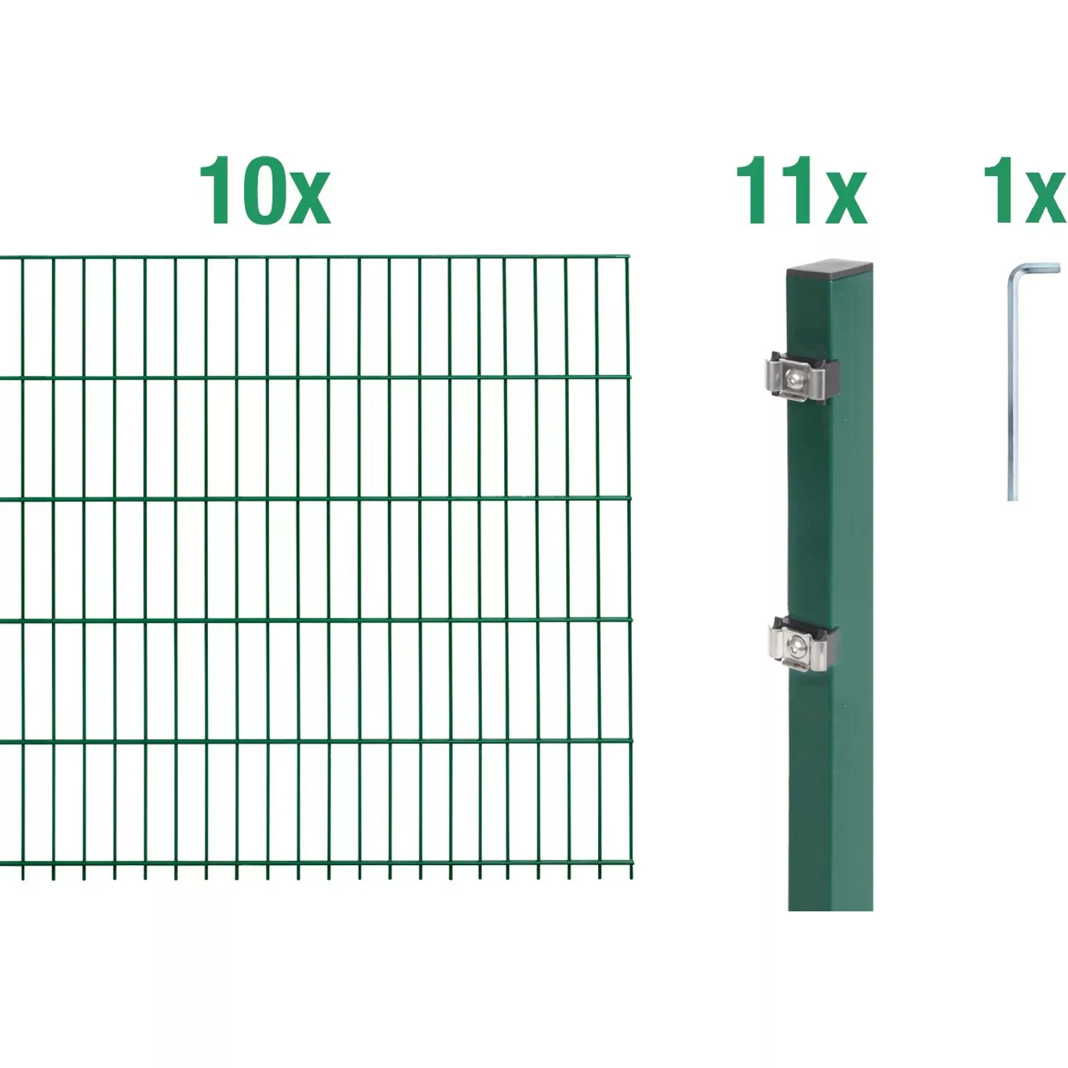 Metallzaun Grund-Set Doppelstabmatte verz. Grün beschichtet 10 x 2 m x 1,2 günstig online kaufen