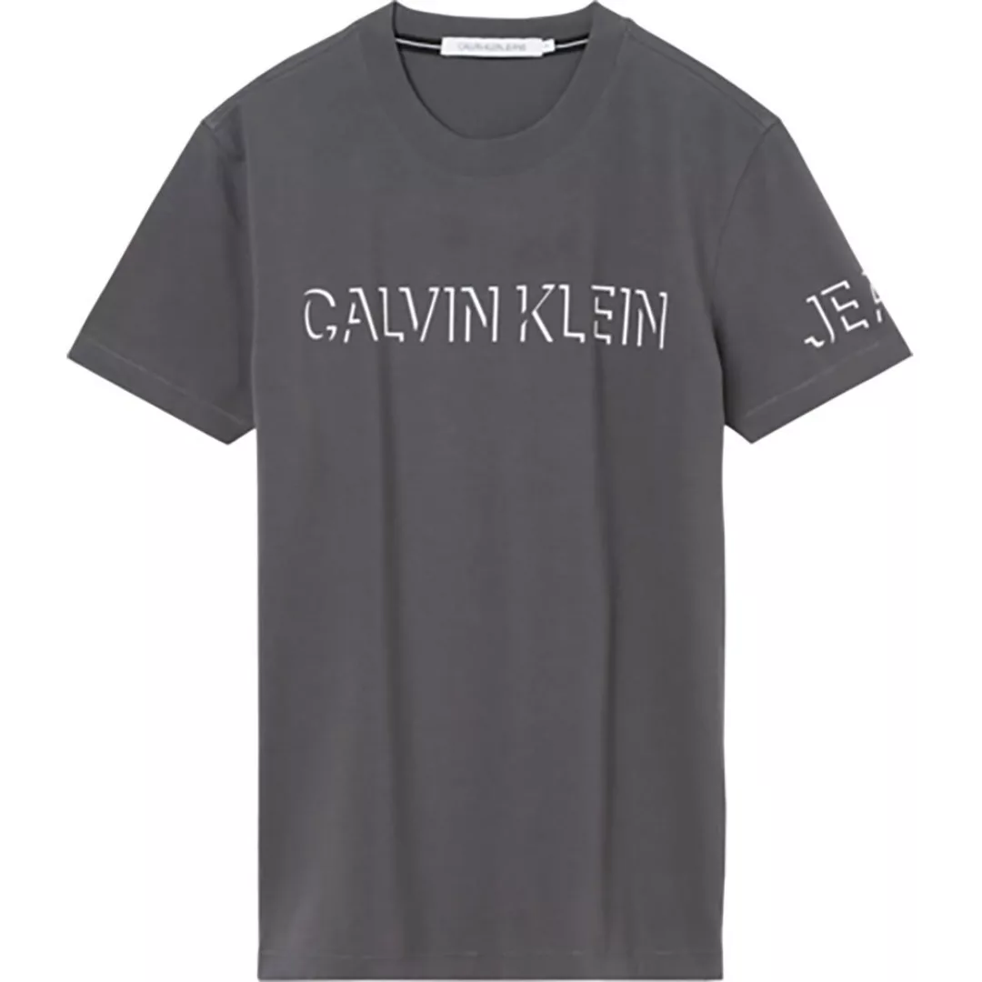Calvin Klein Jeans Shadow Logo Kurzärmeliges T-shirt S Gray Pinstripe günstig online kaufen