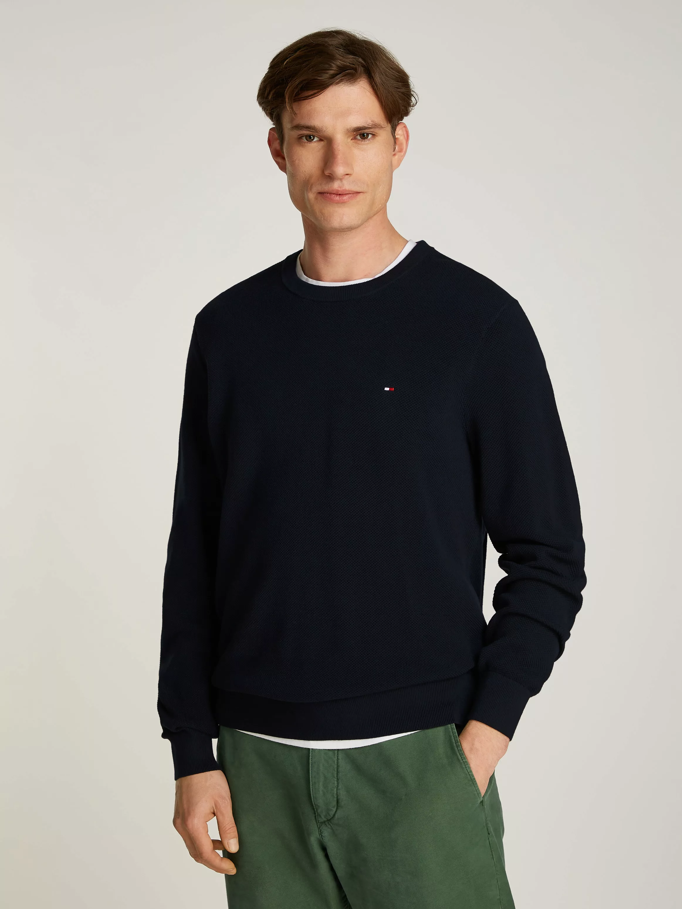 Tommy Hilfiger Rundhalspullover "ESSENTIAL STRUCTURE CREW NECK", mit feiner günstig online kaufen