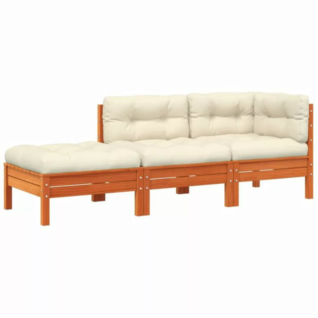 vidaXL Sofaelement Gartensofa mit Kissen und Hocker 2-Sitzer (1 St) günstig online kaufen