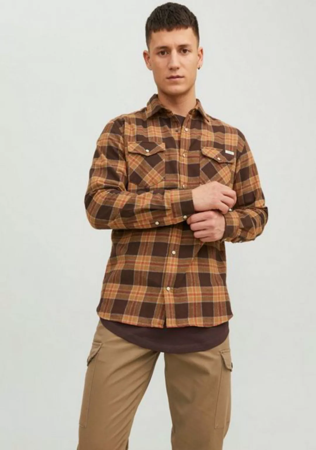 Jack & Jones Langarmhemd JJSHERIDAN FALL CHECK SHIRT LS mit Brusttaschen günstig online kaufen