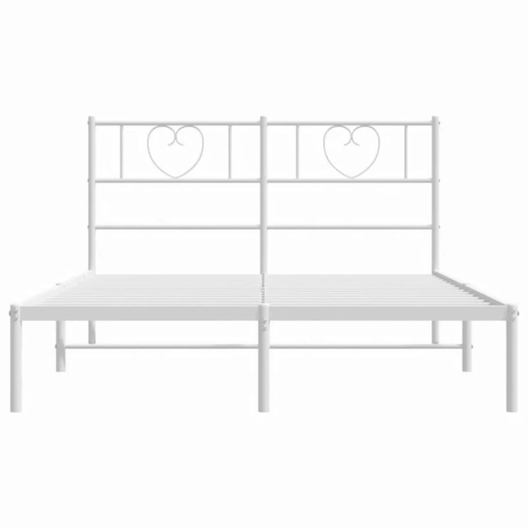 vidaXL Bettgestell Bettrahmen mit Kopfteil Metall Weiß 120x200 cm Bett Bett günstig online kaufen