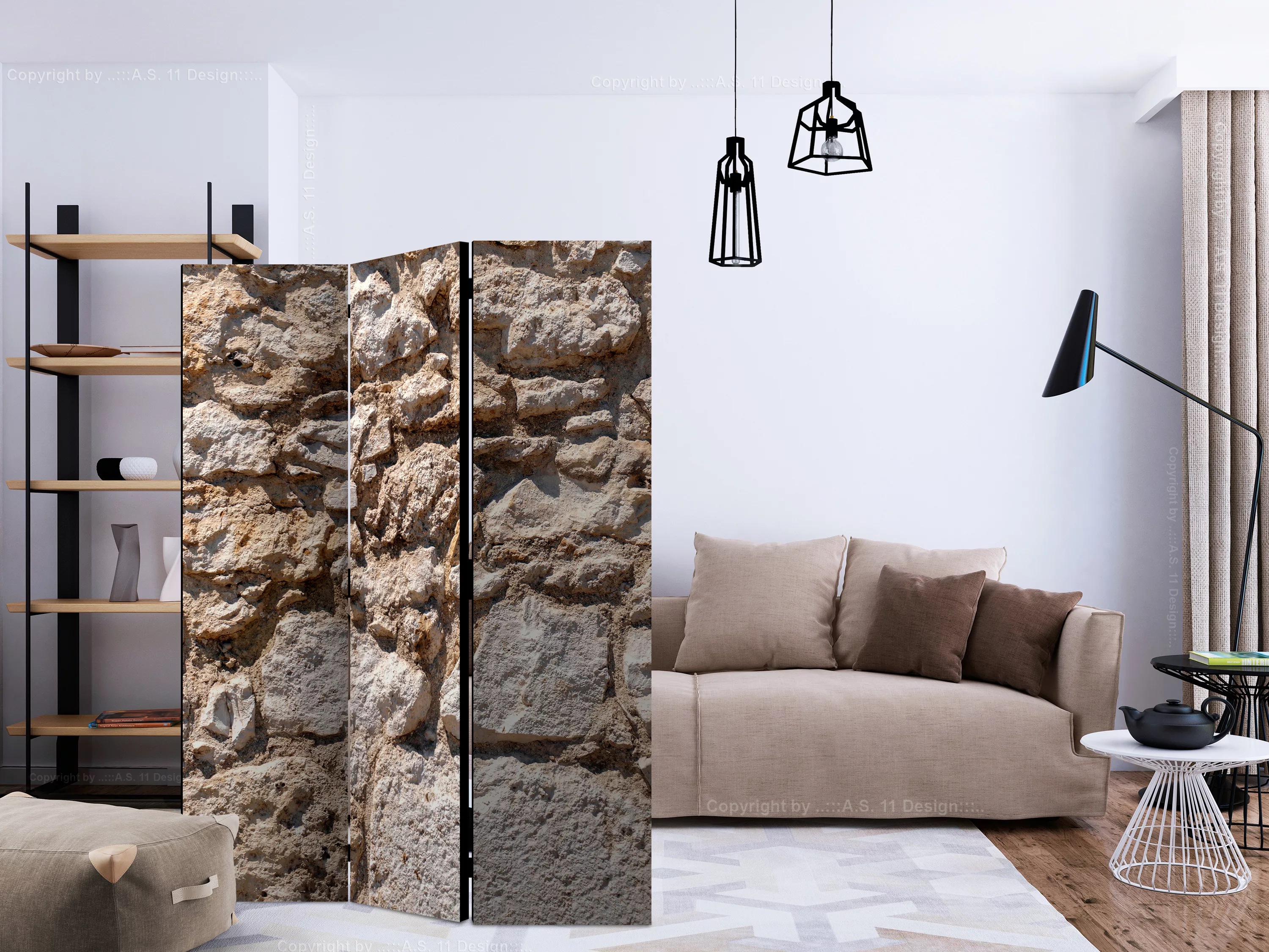 3-teiliges Paravent - Stone Castle [room Dividers] günstig online kaufen