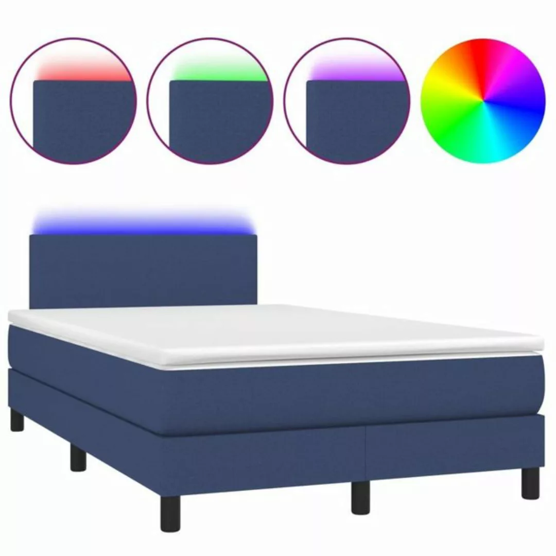 vidaXL Boxspringbett Boxspringbett mit Matratze LED Blau 120x200 cm Stoff B günstig online kaufen