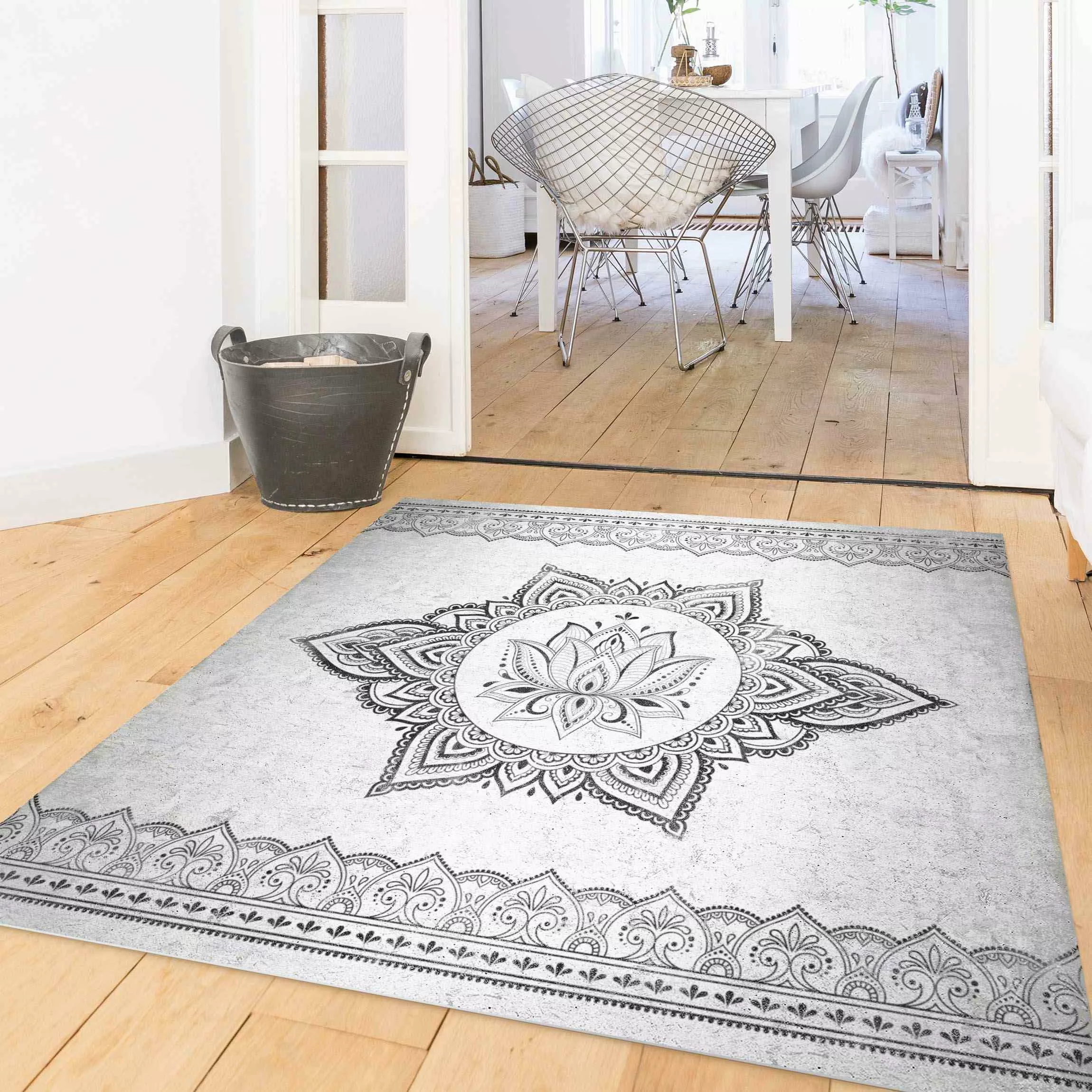 Vinyl-Teppich Mandala Lotus Betonoptik günstig online kaufen