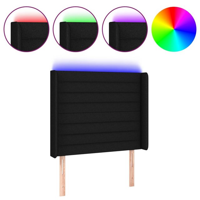 vidaXL Bett, LED Kopfteil Schwarz 103x16x118/128 cm Stoff günstig online kaufen