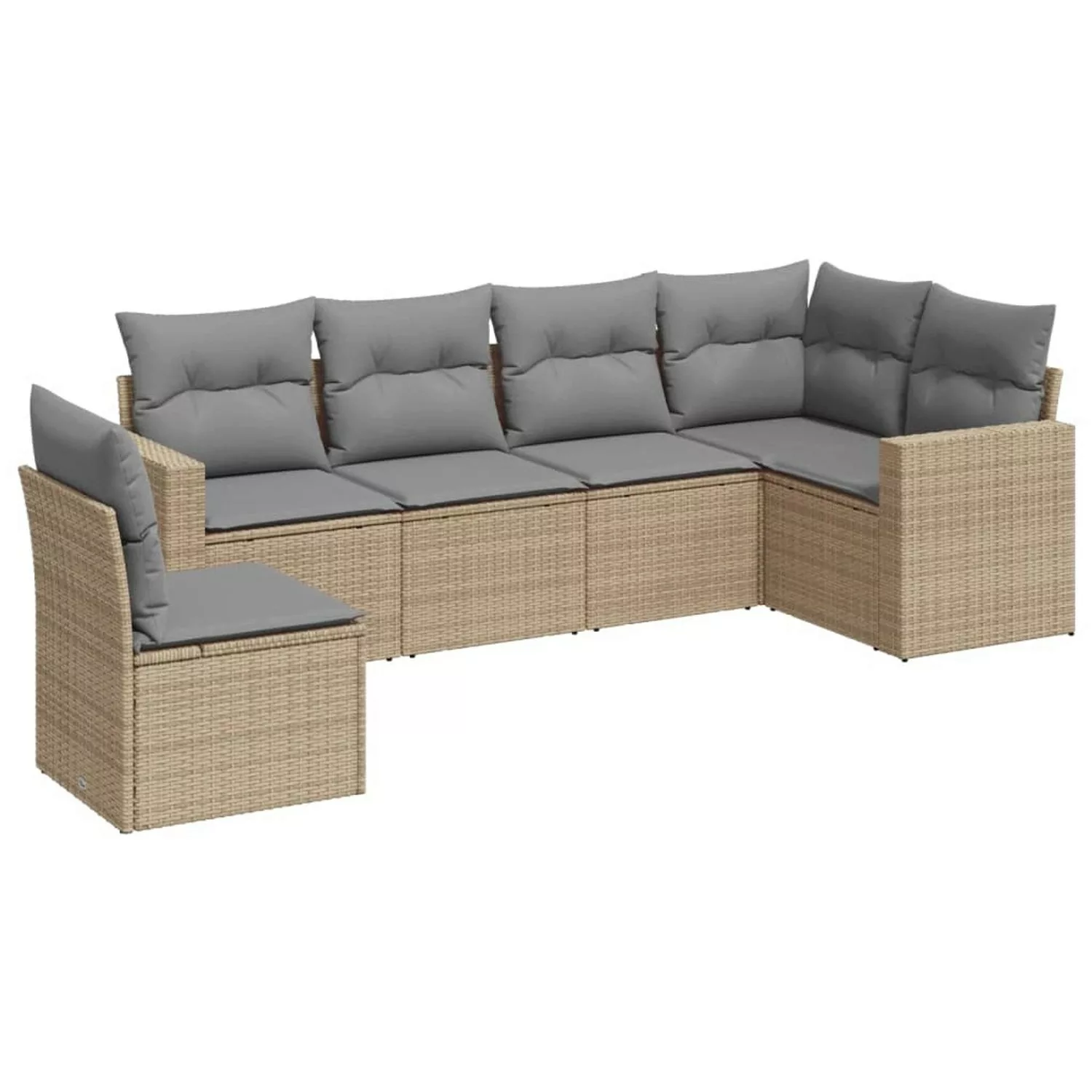 vidaXL 6-tlg Garten-Sofagarnitur mit Kissen Beige Poly Rattan Modell 3 günstig online kaufen