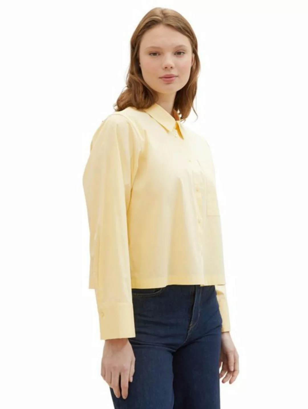 TOM TAILOR Denim Hemdbluse mit Kellerfalte im Oversize-Look und extra kurz günstig online kaufen