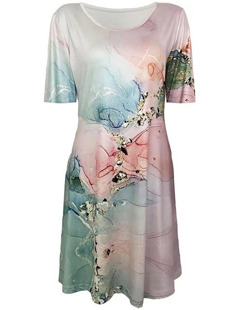 KIKI Strandkleid Bedrucktes, kurzärmliges Kleid mit Rundhalsausschnitt günstig online kaufen