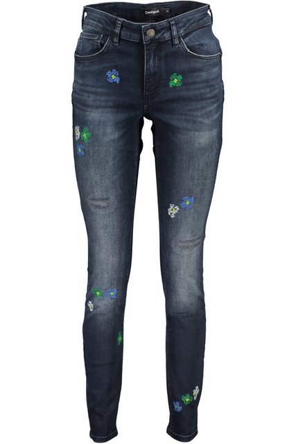 Desigual 5-Pocket-Jeans Damen Slim Fit Jeans Blau - Vintage Look mit Sticke günstig online kaufen