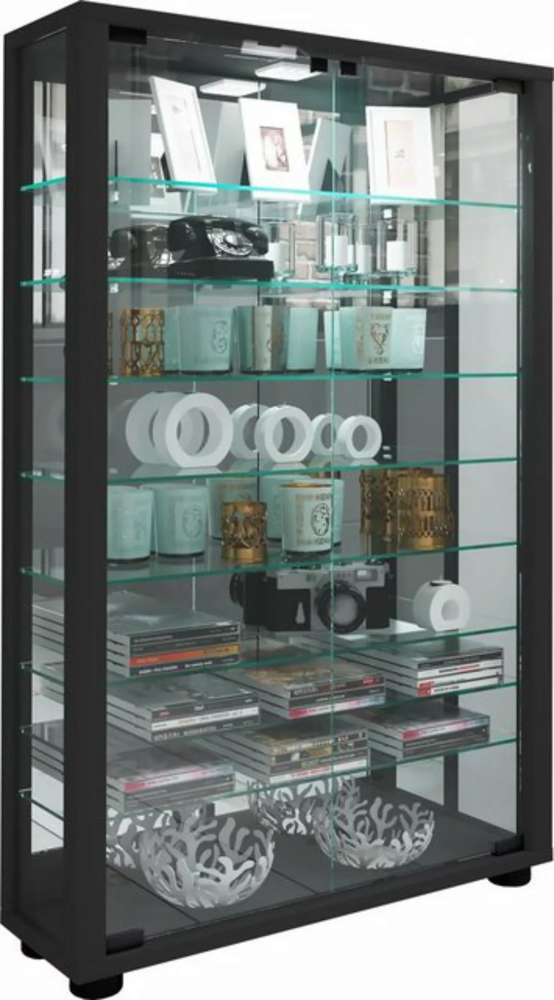 VCM Standvitrine Glas Stand Vitrine Sammelvitrine Lumo Mini Spiegel günstig online kaufen