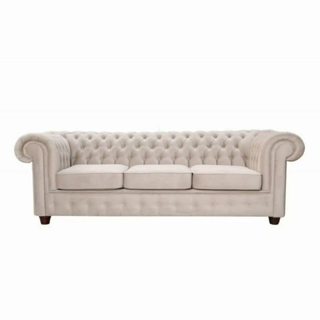 JVmoebel Sofa Designer Weißer 3-Sitzer Chesterfield Sofa Luxus Möbel Textil günstig online kaufen