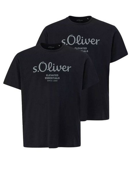 s.Oliver T-Shirt Big Size (2-tlg) Rundhals, kurzarm, Logo-Aufdruck günstig online kaufen