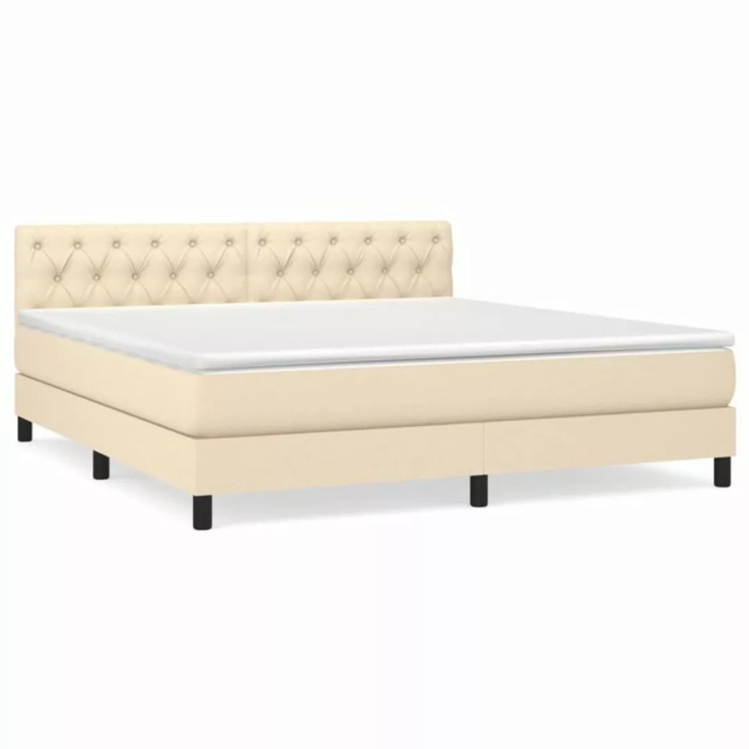 vidaXL Boxspringbett Boxspringbett mit Matratze Creme 160x200 cm Stoff Bett günstig online kaufen