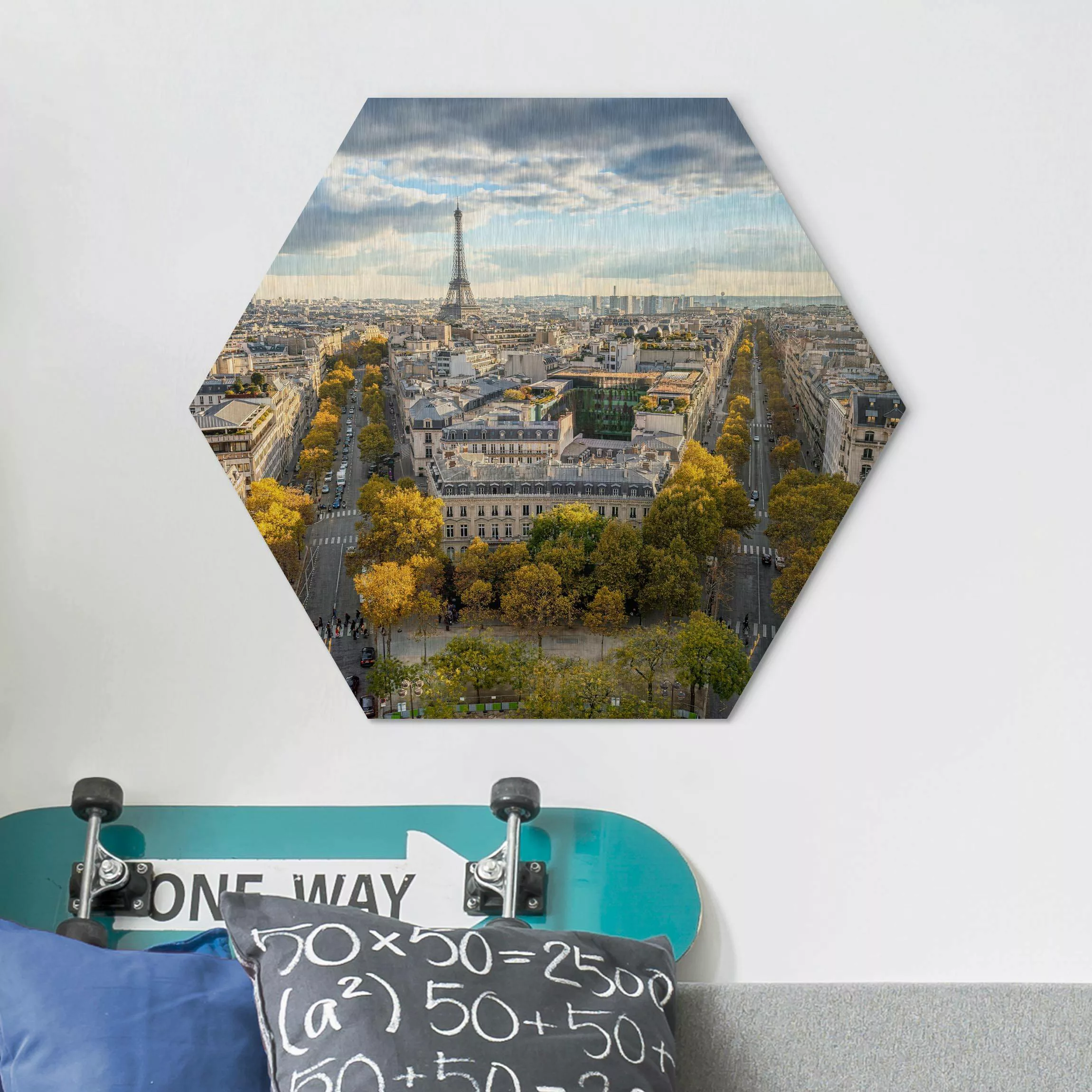 Hexagon-Alu-Dibond Bild Nice day in Paris günstig online kaufen