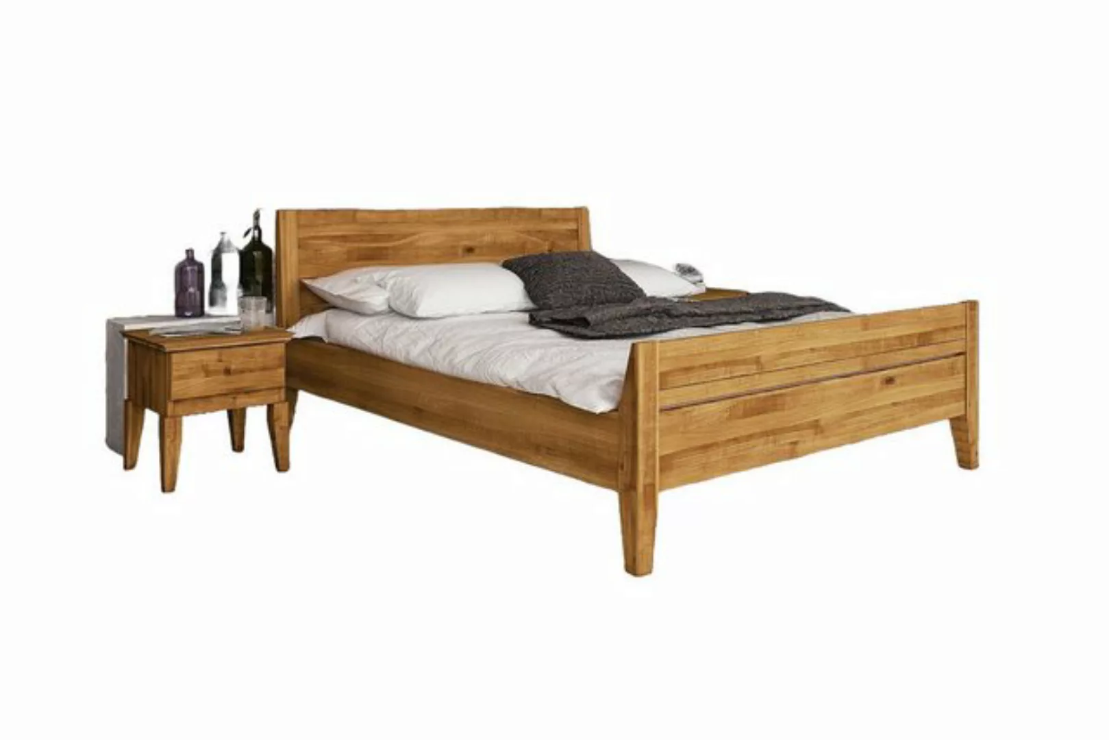 Natur24 Einzelbett Bett Sydo 8 Wildeiche 160x200cm mit Holzkopfteil und hoh günstig online kaufen