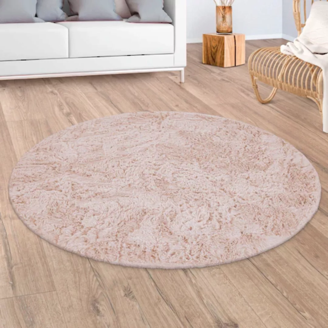 Paco Home Hochflor-Teppich »Silky 591«, rund, 37 mm Höhe, Uni Farben, beson günstig online kaufen