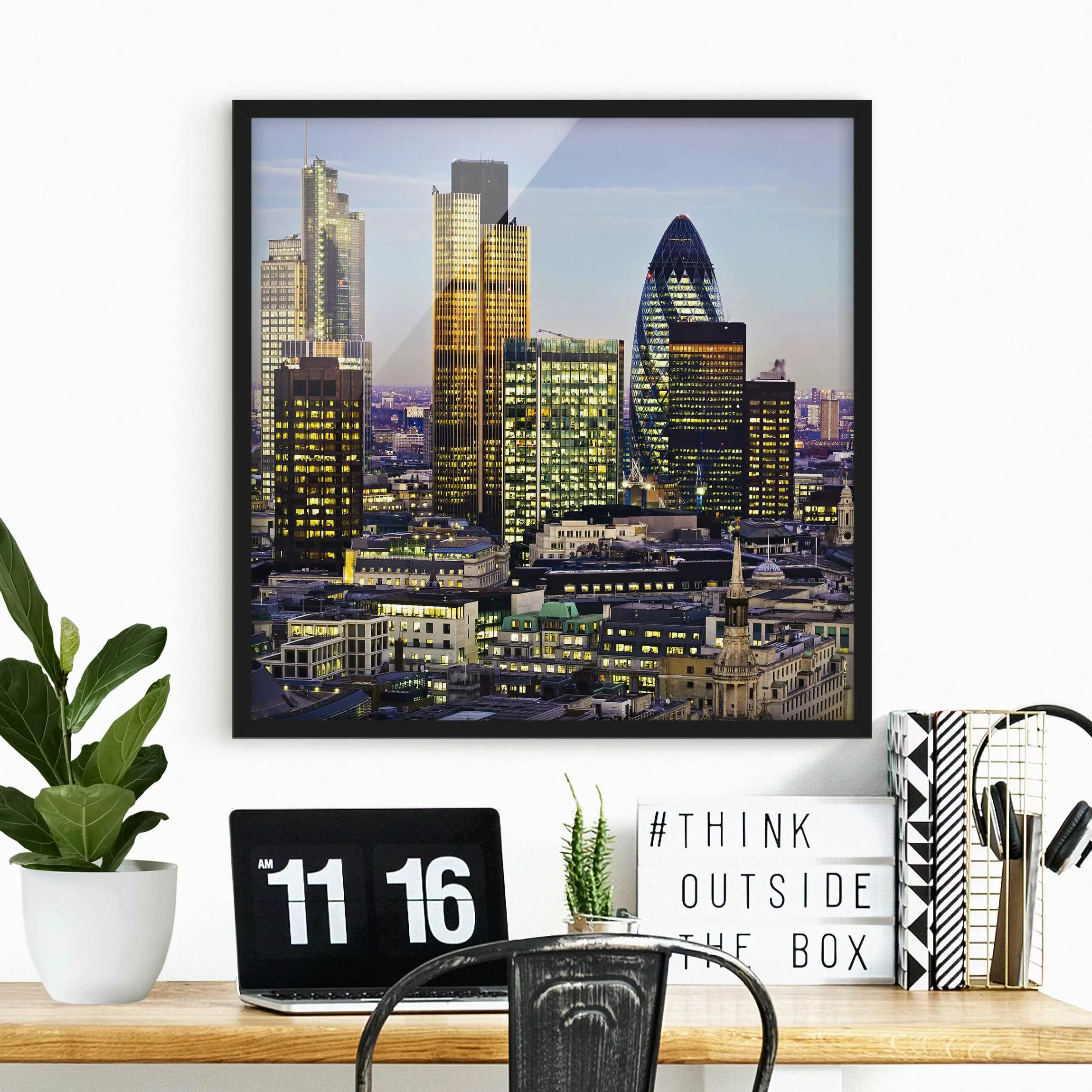 Bild mit Rahmen Architektur & Skyline - Quadrat London City günstig online kaufen