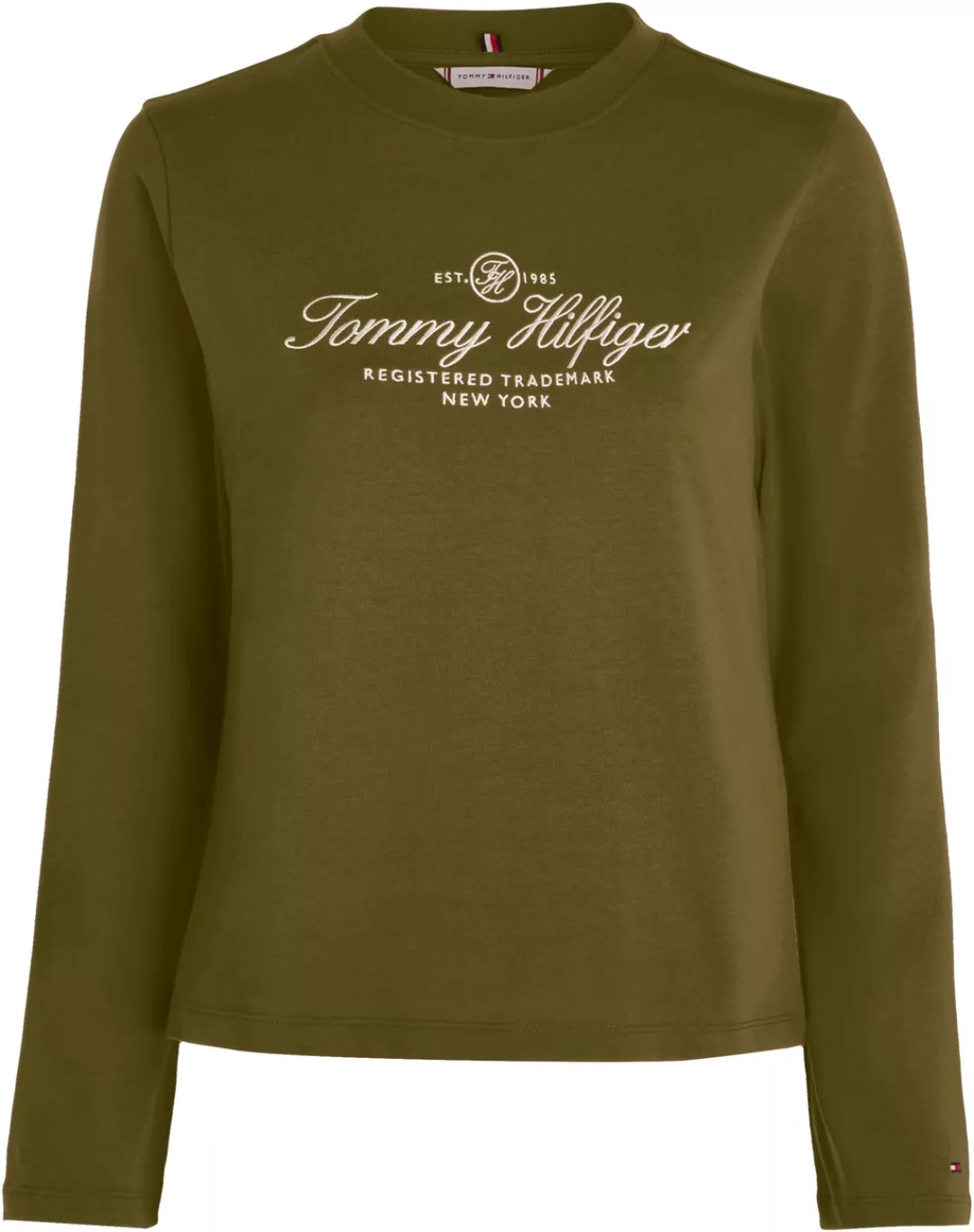 Tommy Hilfiger Langarmshirt mit dezentem Markenlabel auf dem Ärmelabschluss günstig online kaufen