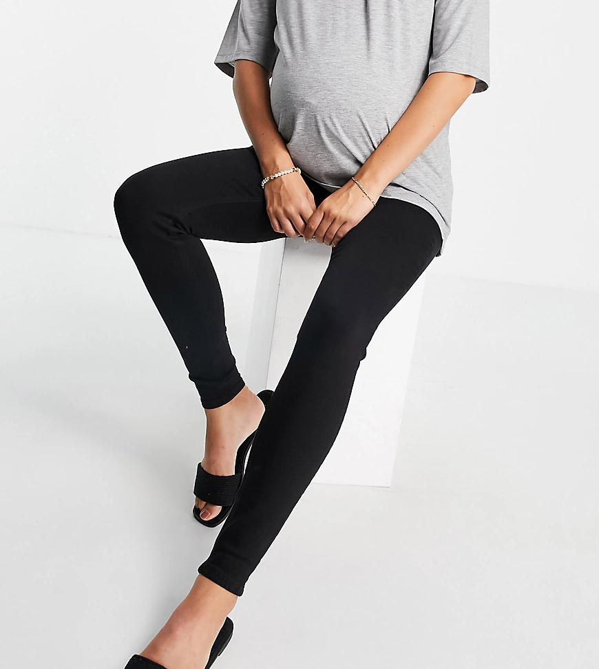 Topshop Maternity – Jamie – Jeans mit Unterbauchbund in Schwarz günstig online kaufen