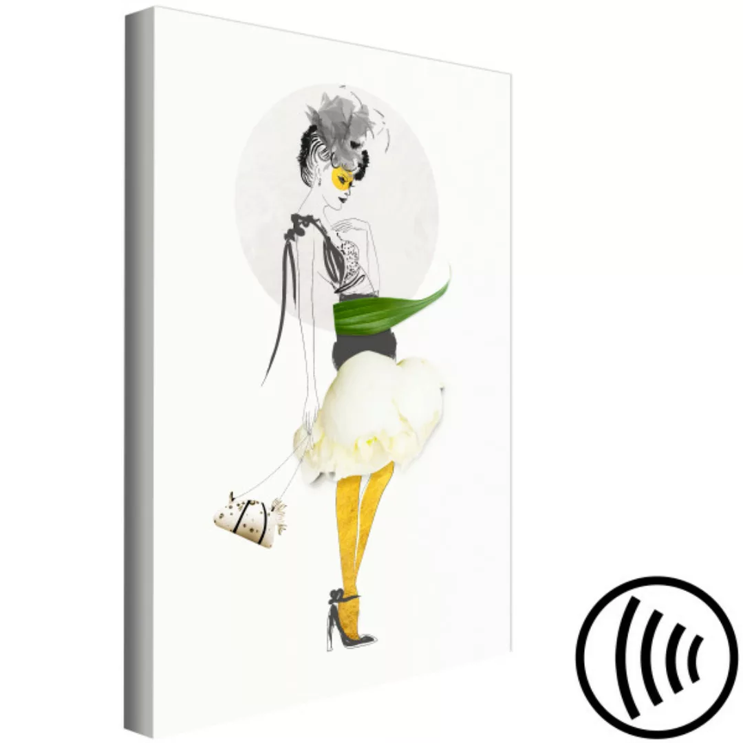 Bild auf Leinwand Elegante Frau in gelben Strümpfen - abstraktes Porträt XX günstig online kaufen