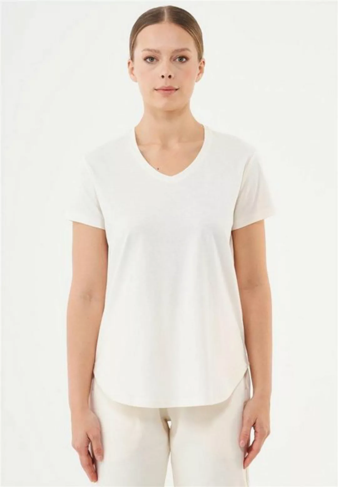 ORGANICATION T-Shirt Tuba-Women's V-Neck Basic T-Shirt in Off White günstig online kaufen