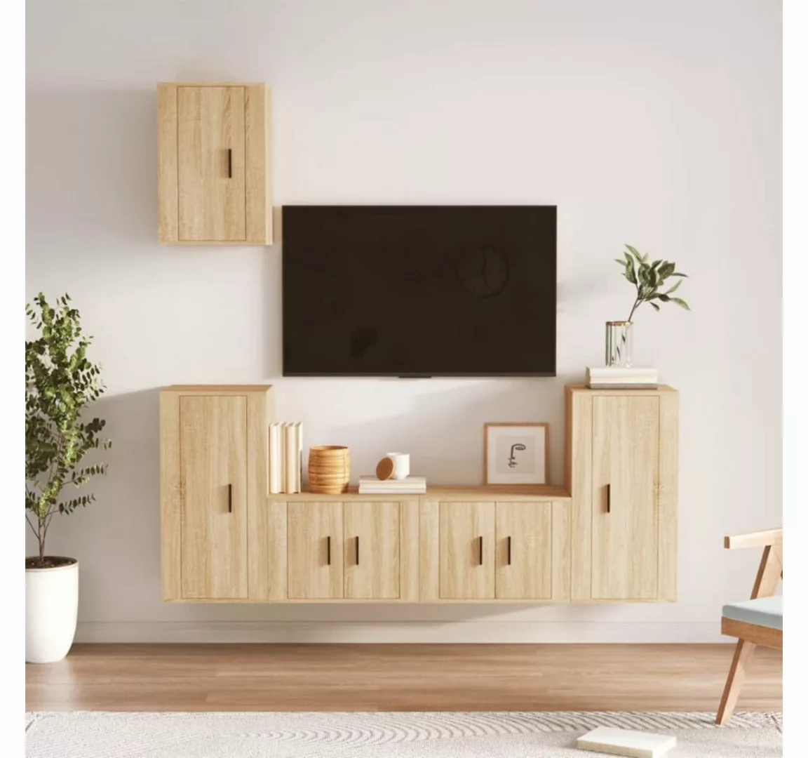 furnicato TV-Schrank 5-tlg. TV-Schrank-Set Sonoma-Eiche Holzwerkstoff günstig online kaufen