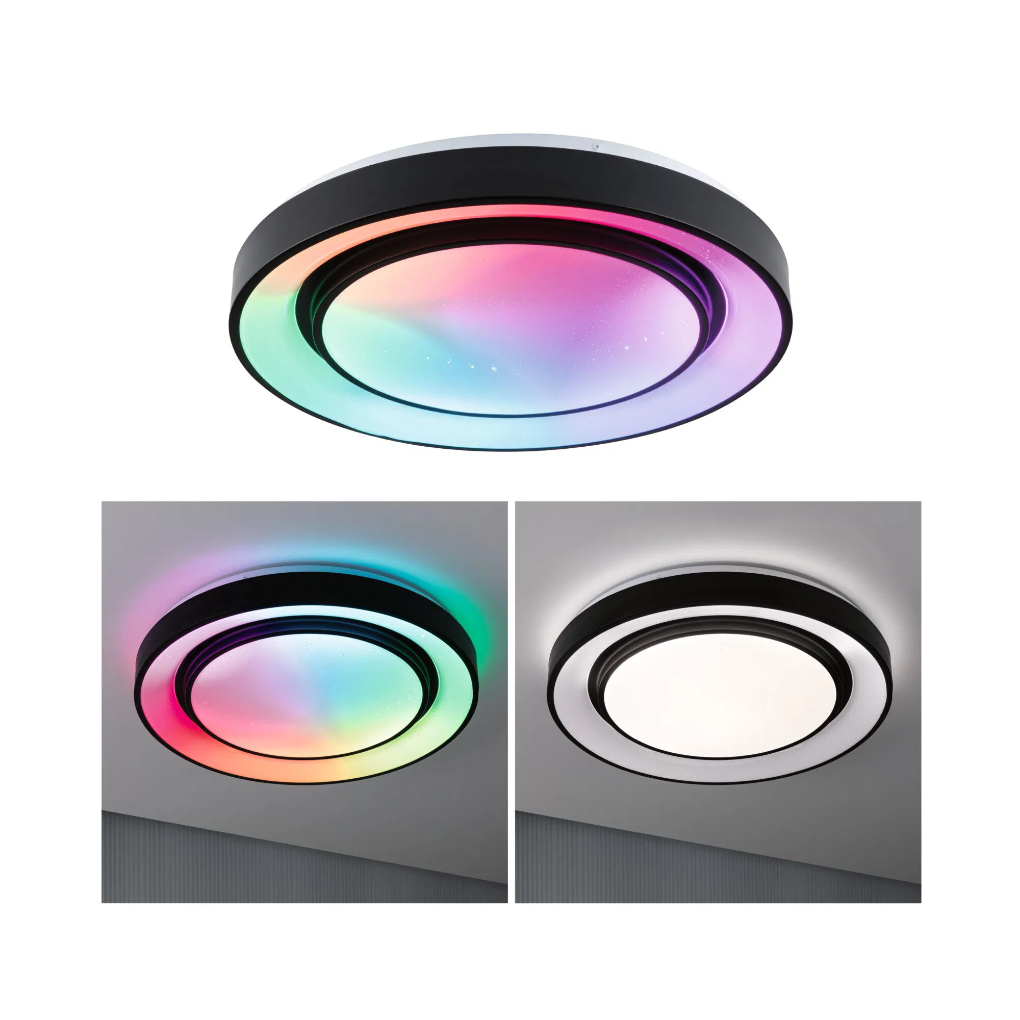 LED Deckenleuchte Rainbow RGBW in Schwarz und Weiß 2x19,25W 4750lm günstig online kaufen