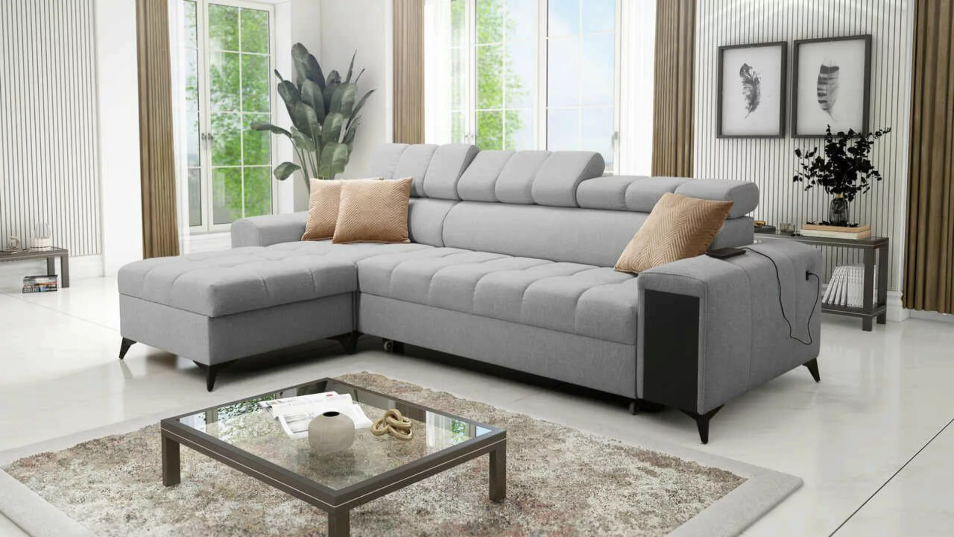 Best for Home Ecksofa GREG I MAXI mit Schlaffunktion und zwei Bettzeugbehäl günstig online kaufen