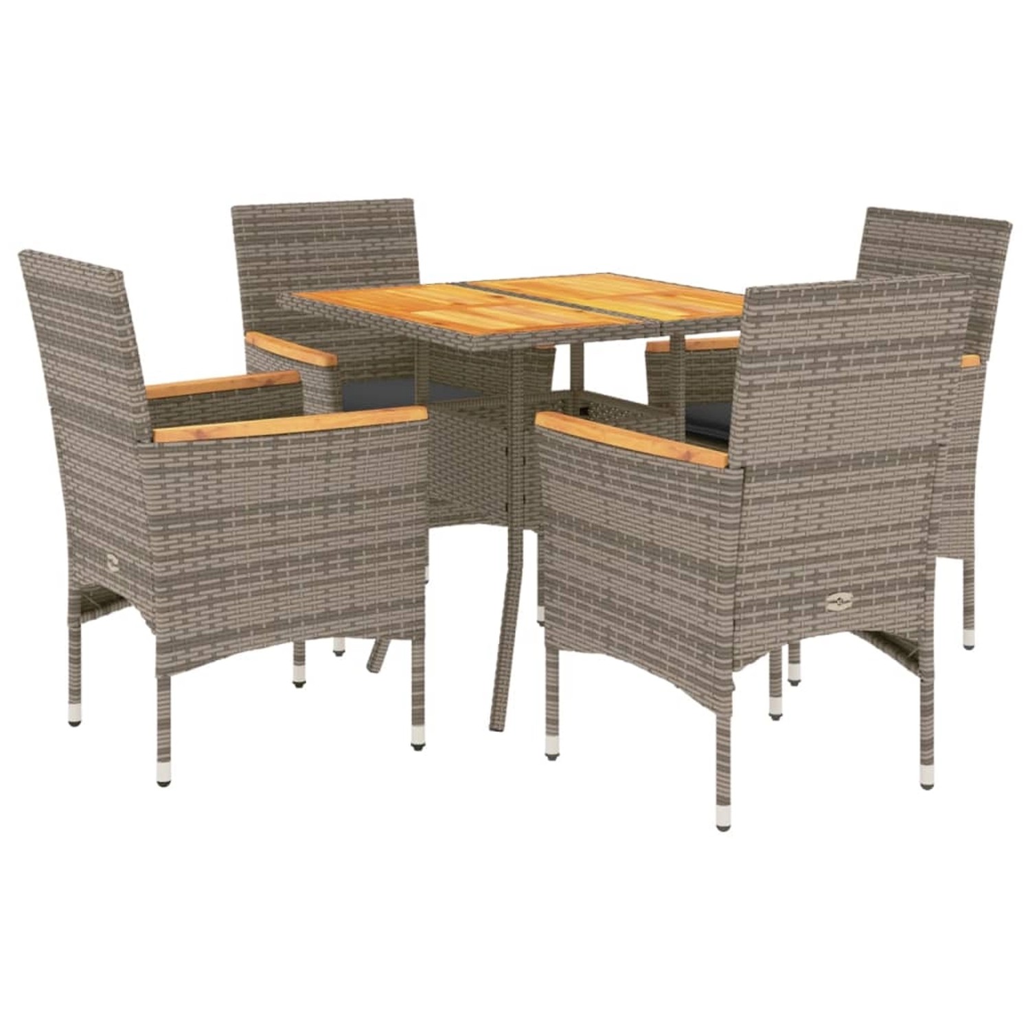 vidaXL 5-Tlg Garten-Essgruppe mit Kissen Grau Poly Rattan Akazie 3278700 günstig online kaufen