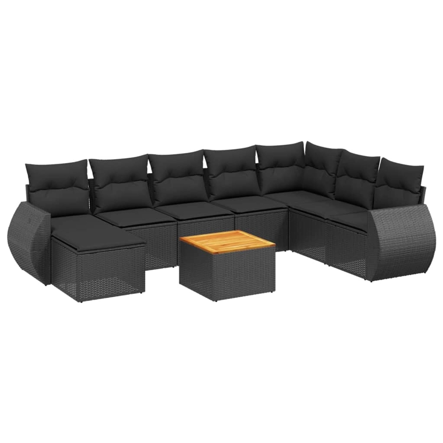 vidaXL 9-tlg Garten-Sofagarnitur mit Kissen Schwarz Poly Rattan Modell 180 günstig online kaufen