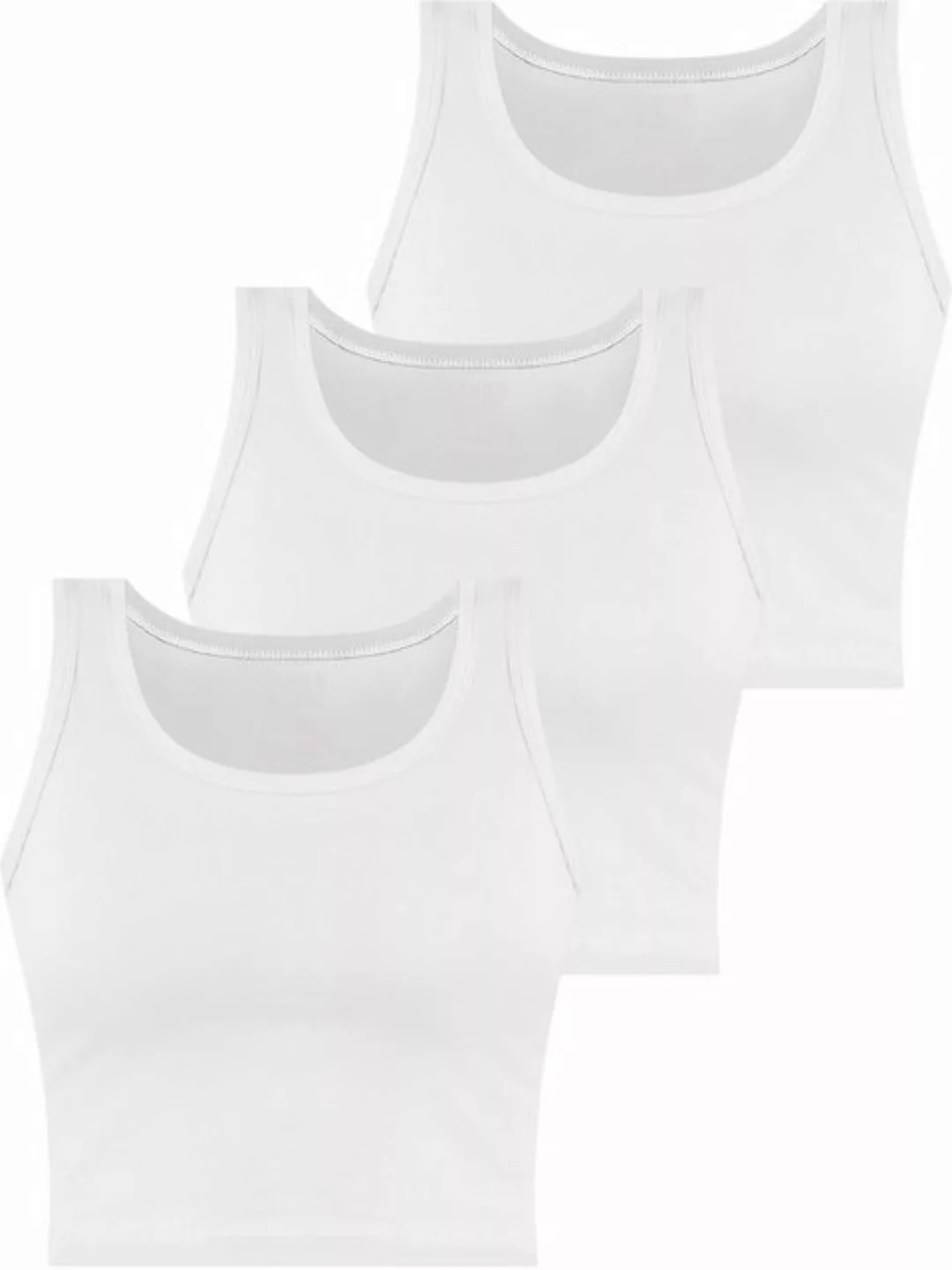 Janice Tanktop 3 x Damen crop Top Namlea Kurzes Tanktop aus Baumwolle günstig online kaufen