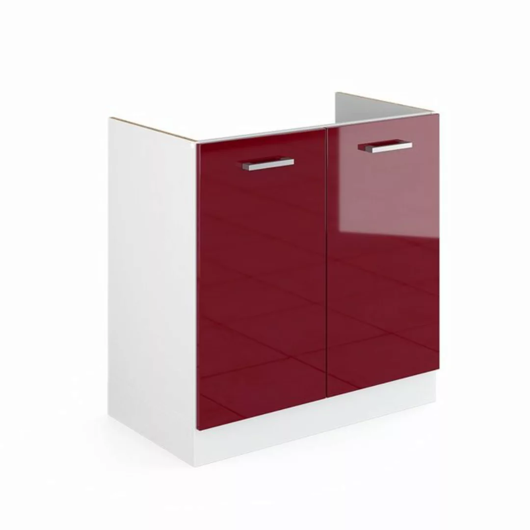 Vicco Spülenunterschrank 80 cm ohne Arbeitsplatte Bordeaux Hochglanz bordea günstig online kaufen