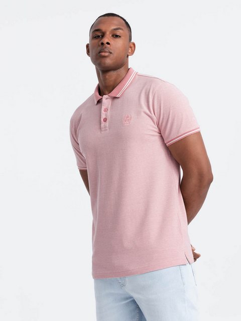 OMBRE Poloshirt Poloshirt in Melange mit gestreiftem Kragen günstig online kaufen