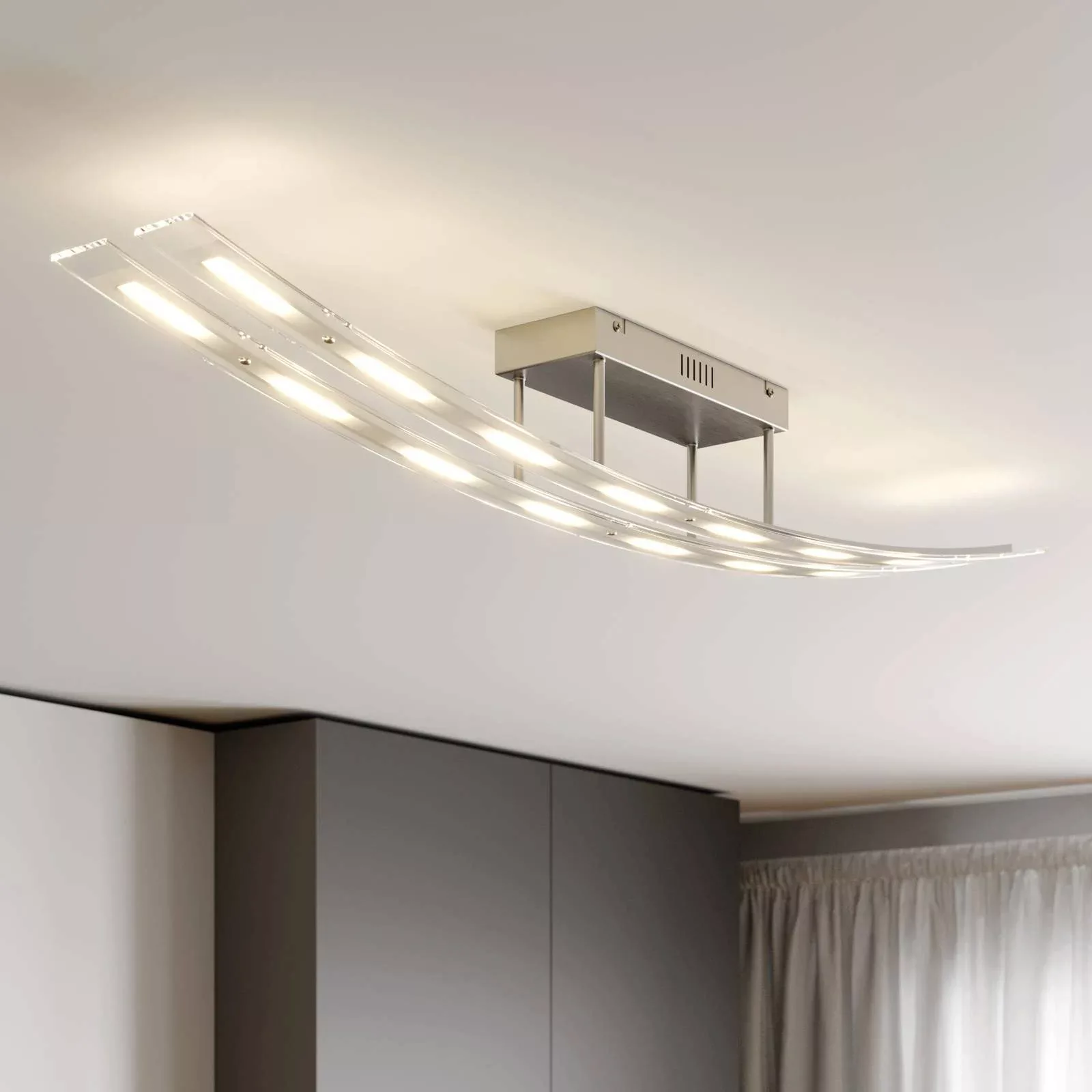 Lindby LED-Deckenleuchte Jarda, Glas, 134 cm lang, dimmbar günstig online kaufen